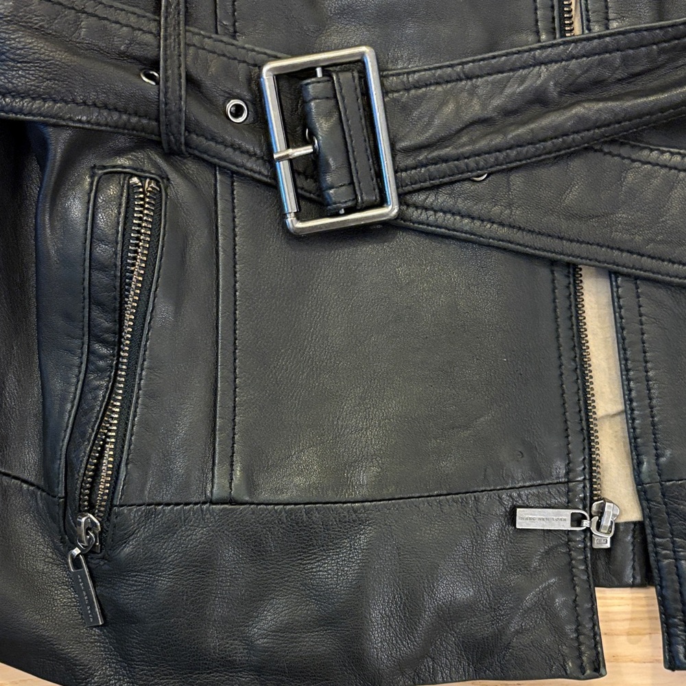 Marc New York Black Leather Belted Jacket - Picture 3 of 14